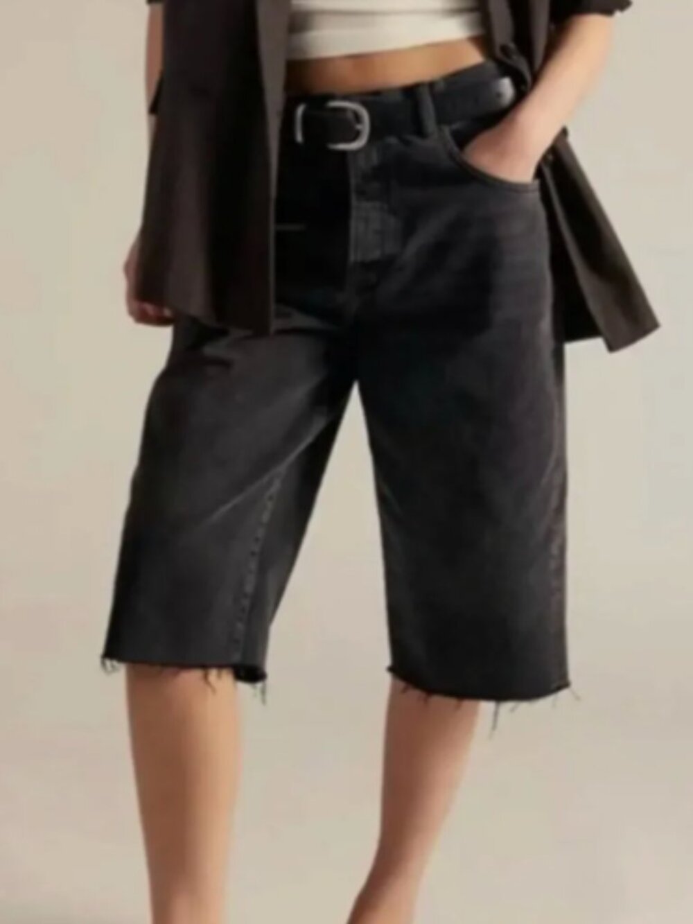 Free People Jam Session Relaxed Capri Denim Shorts